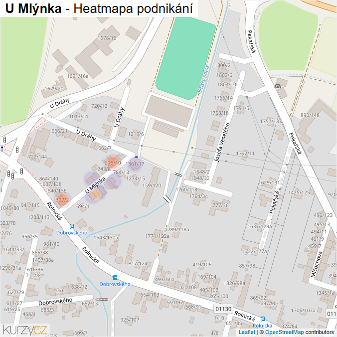 Mapa U Mlýnka - Firmy v ulici.