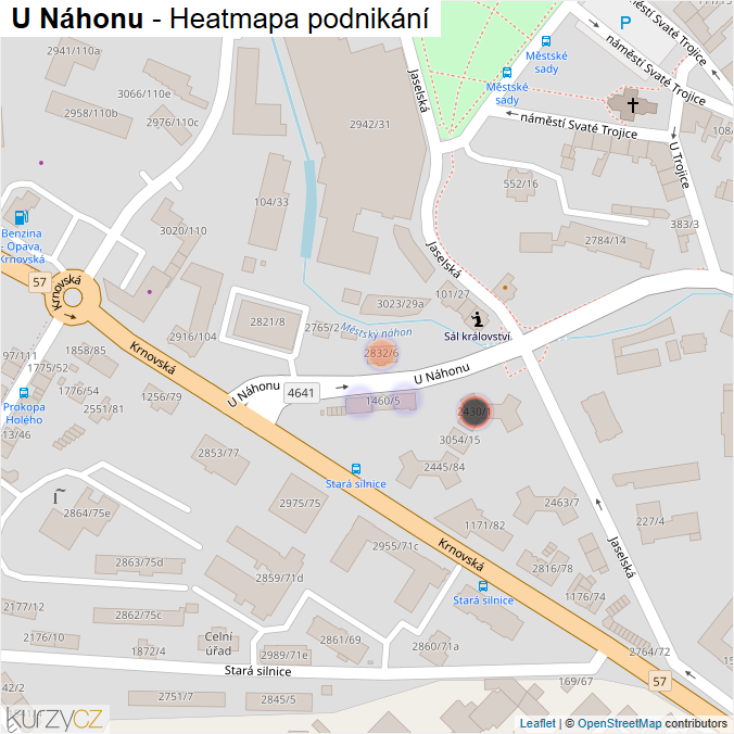 Mapa U Náhonu - Firmy v ulici.