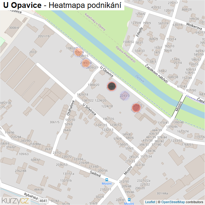 Mapa U Opavice - Firmy v ulici.