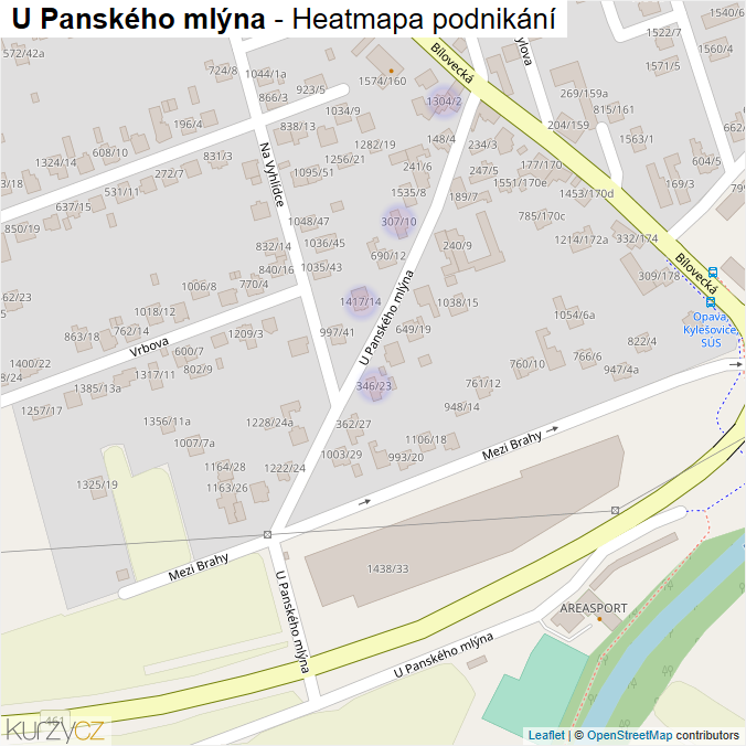 Mapa U Panského mlýna - Firmy v ulici.