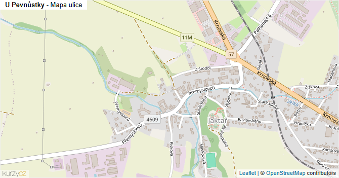 U Pevnůstky - mapa ulice