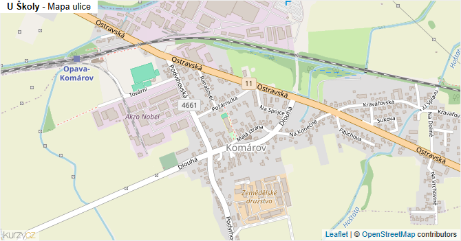U Školy - mapa ulice