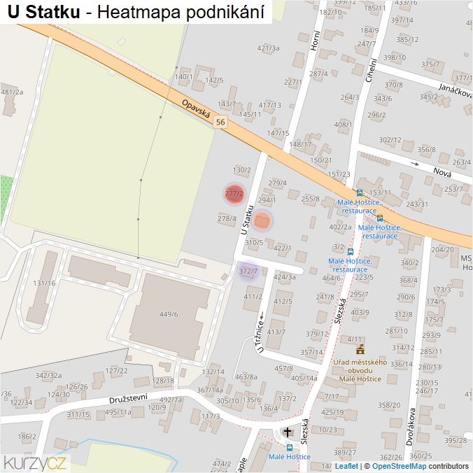 Mapa U Statku - Firmy v ulici.