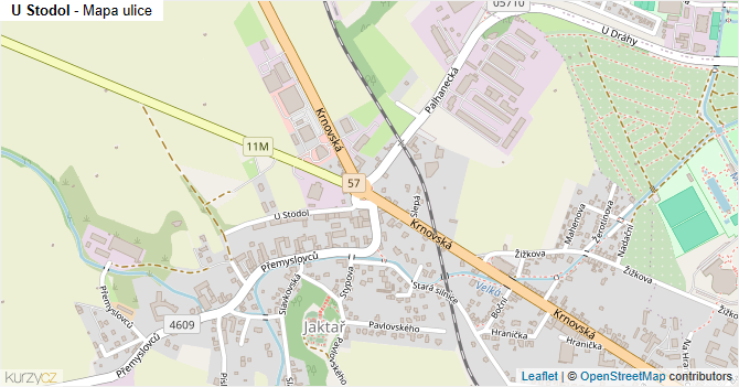 U Stodol - mapa ulice