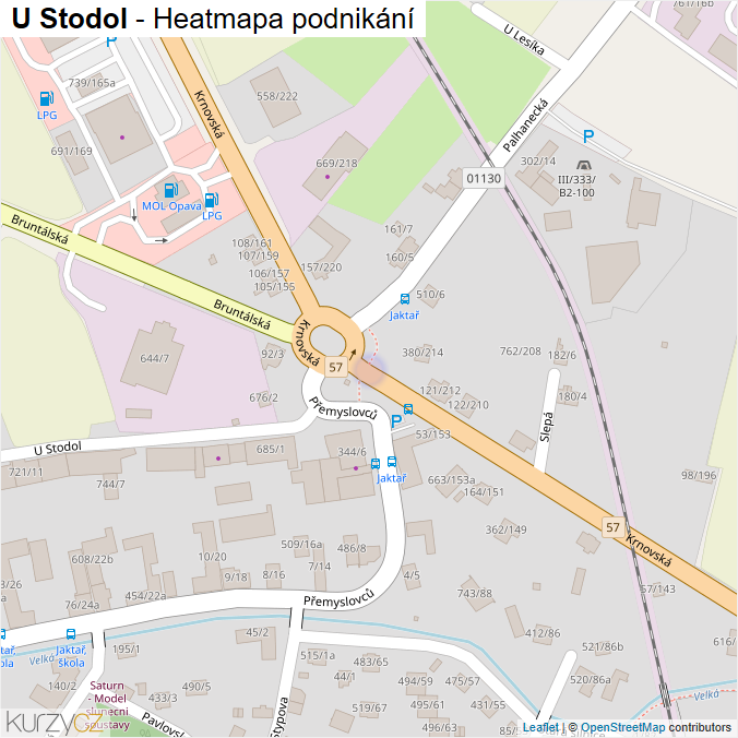 Mapa U Stodol - Firmy v ulici.