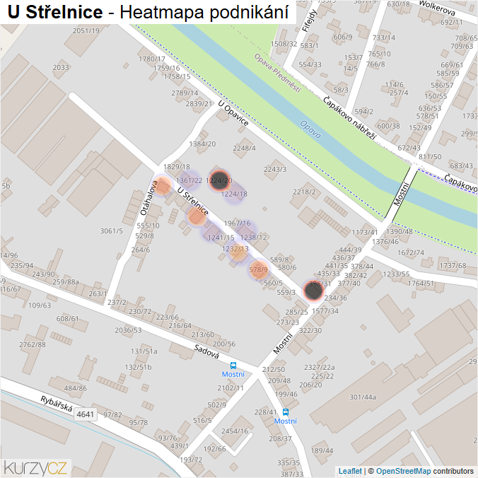 Mapa U Střelnice - Firmy v ulici.
