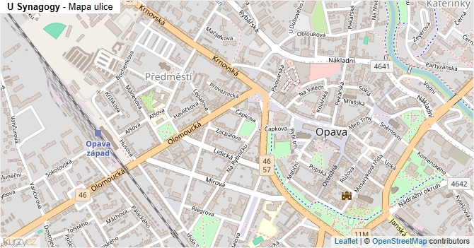 U Synagogy - mapa ulice