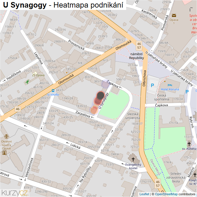 Mapa U Synagogy - Firmy v ulici.