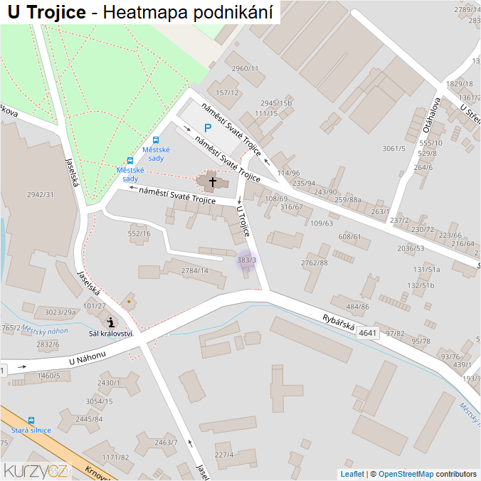 Mapa U Trojice - Firmy v ulici.