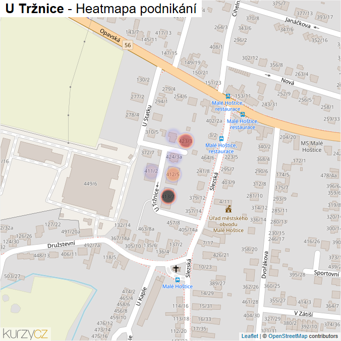 Mapa U Tržnice - Firmy v ulici.