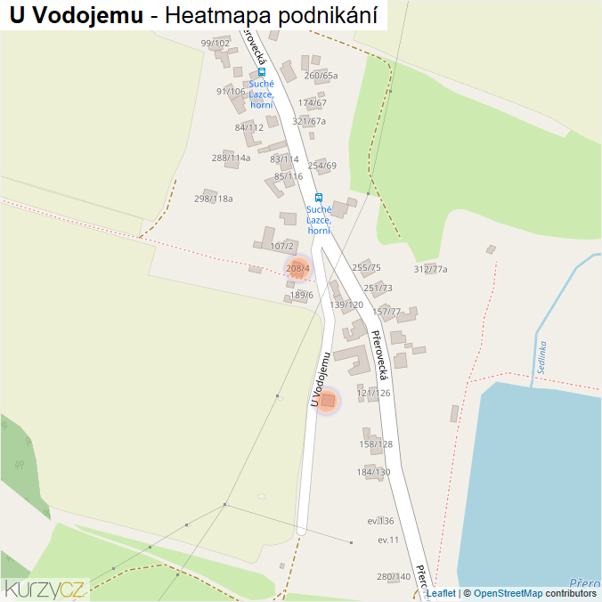 Mapa U Vodojemu - Firmy v ulici.