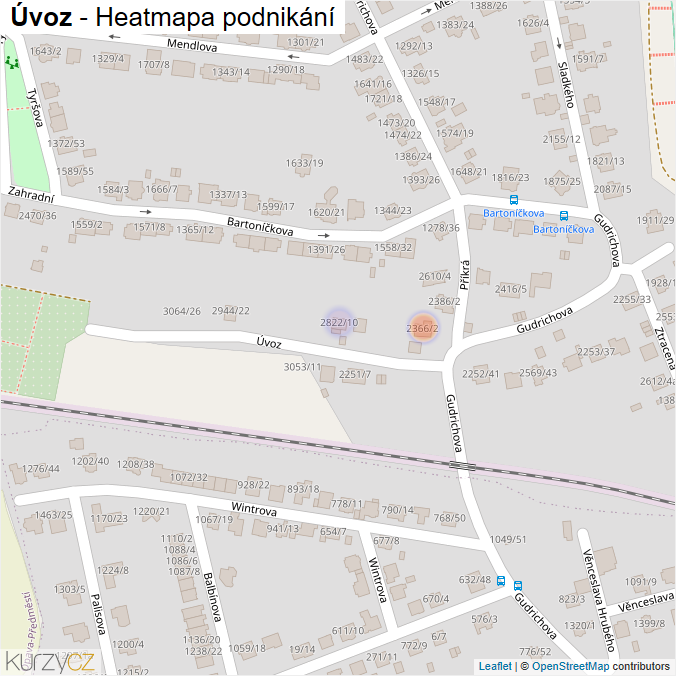 Mapa Úvoz - Firmy v ulici.