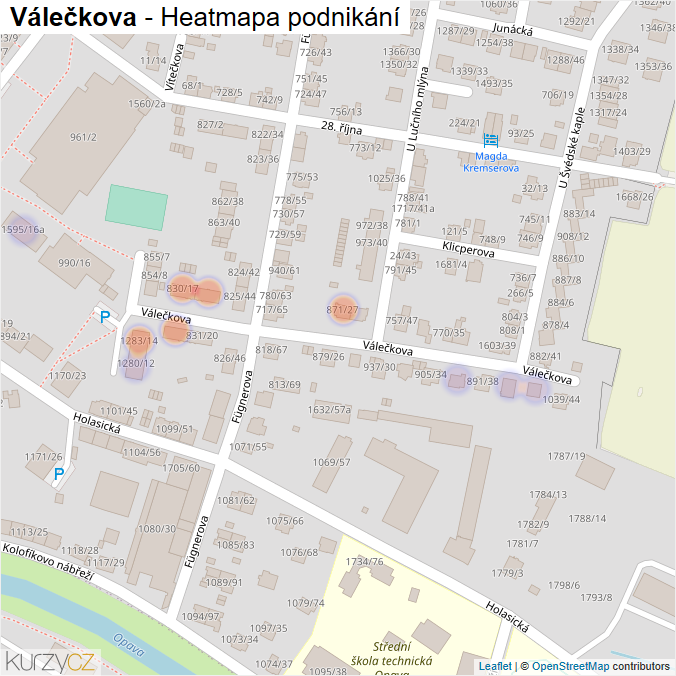 Mapa Válečkova - Firmy v ulici.