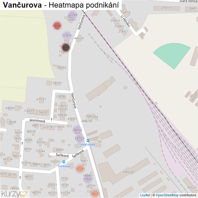 Mapa Vančurova - Firmy v ulici.