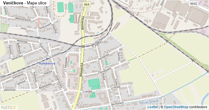 Vaníčkova - mapa ulice