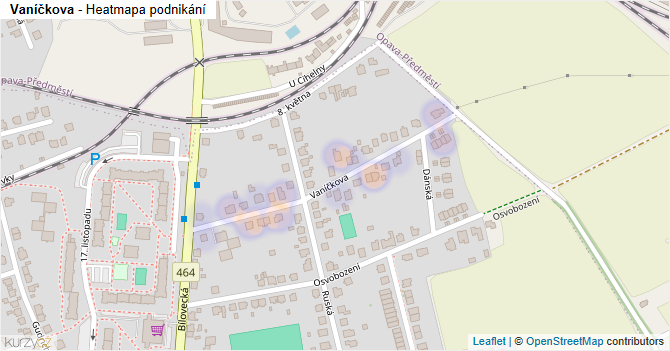 Vaníčkova - mapa podnikání