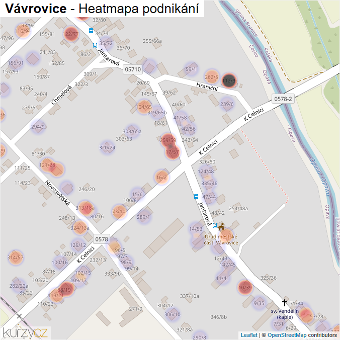 Mapa Vávrovice - Firmy v části obce.