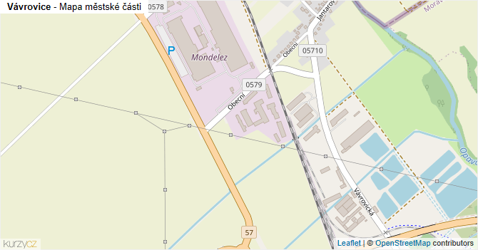 Vávrovice - mapa městské části