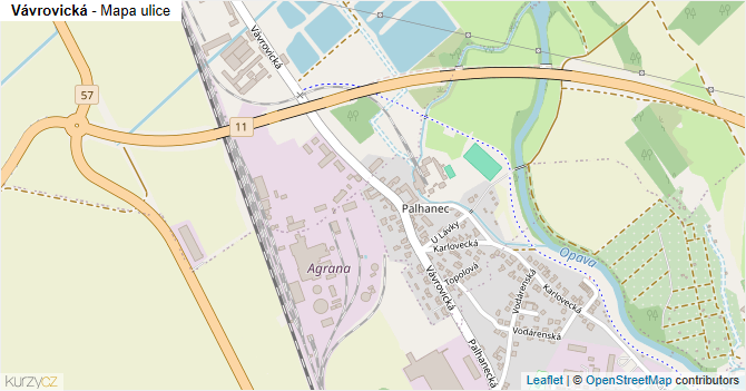 Vávrovická - mapa ulice