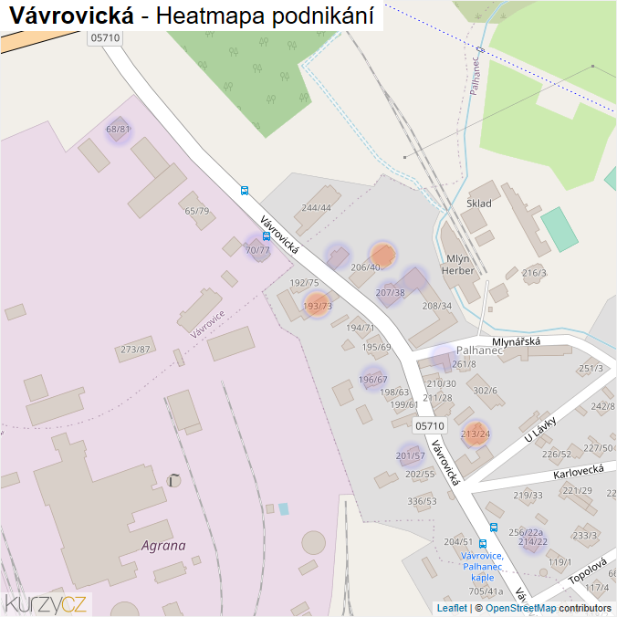 Mapa Vávrovická - Firmy v ulici.