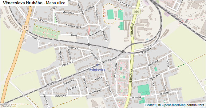 Věnceslava Hrubého - mapa ulice