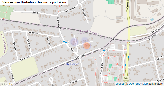 Věnceslava Hrubého - mapa podnikání