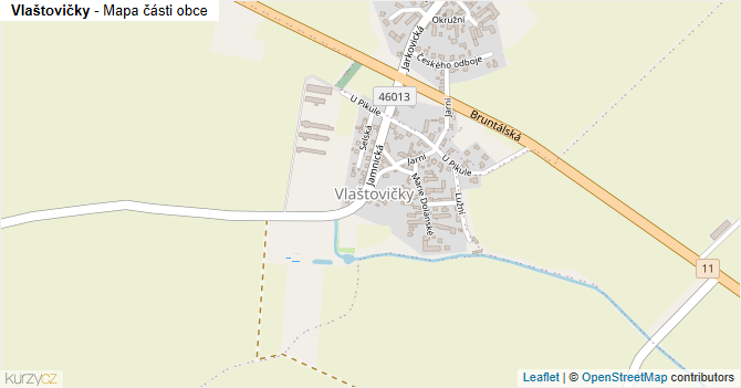Vlaštovičky - mapa části obce