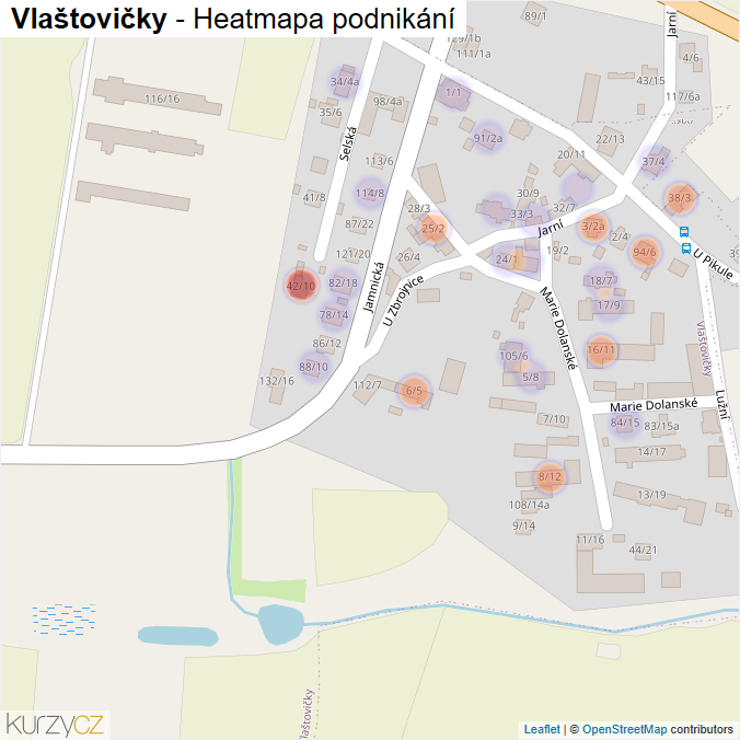 Mapa Vlaštovičky - Firmy v části obce.