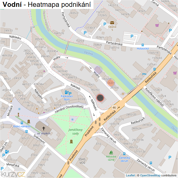 Mapa Vodní - Firmy v ulici.