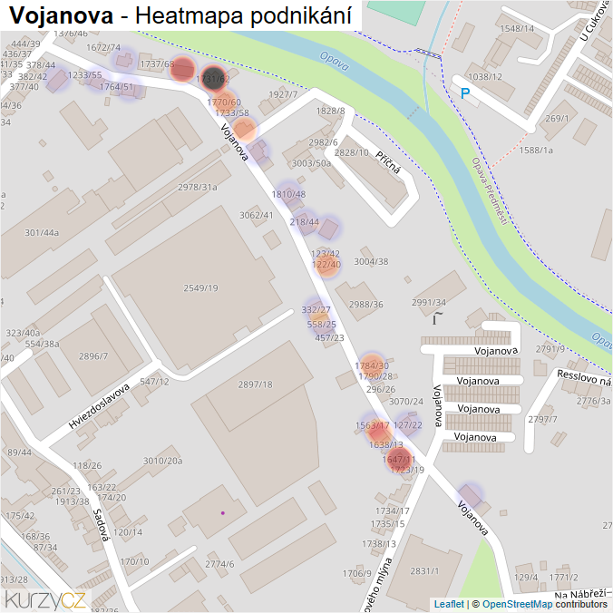 Mapa Vojanova - Firmy v ulici.