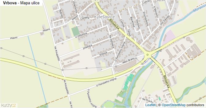 Vrbova - mapa ulice