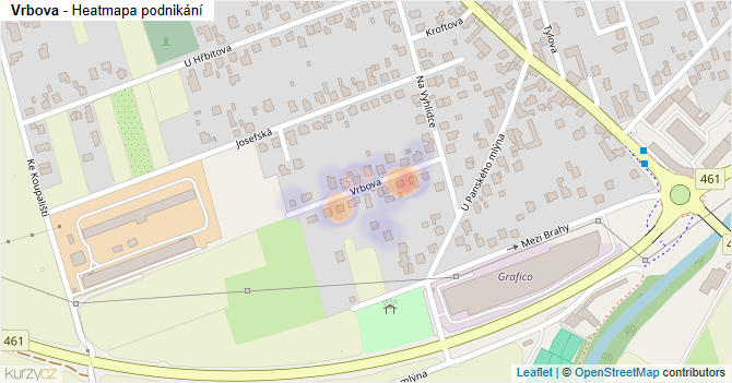 Vrbova - mapa podnikání
