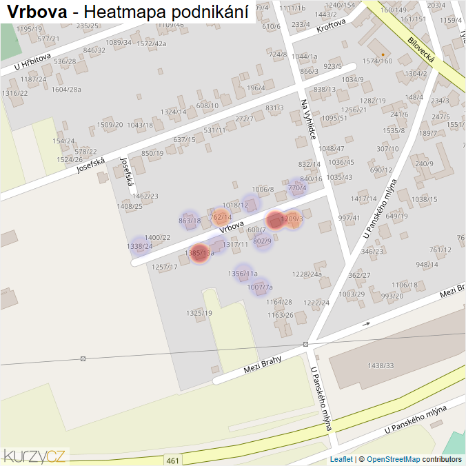 Mapa Vrbova - Firmy v ulici.