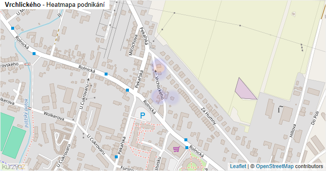Vrchlického - mapa podnikání
