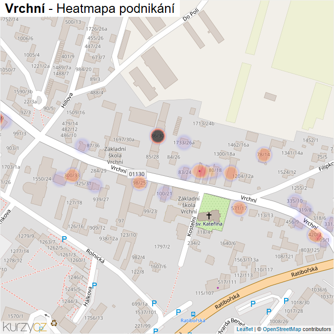 Mapa Vrchní - Firmy v ulici.