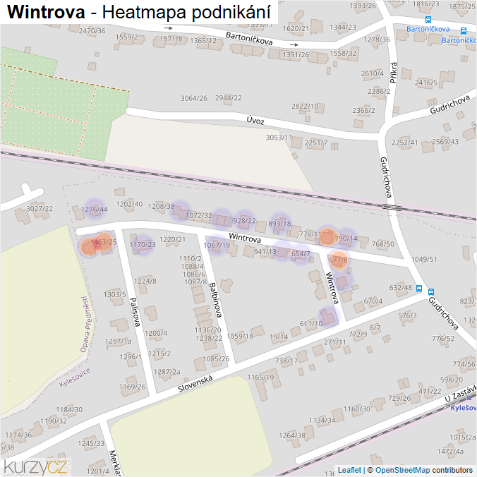 Mapa Wintrova - Firmy v ulici.