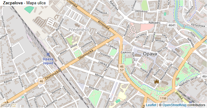 Zacpalova - mapa ulice