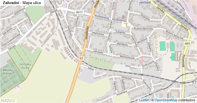 Zahradní - mapa ulice