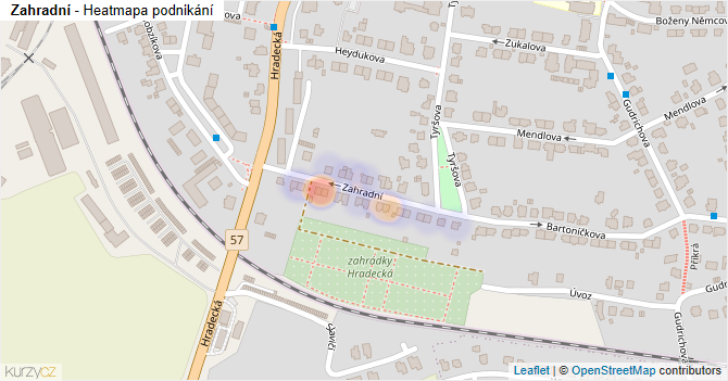 Zahradní - mapa podnikání