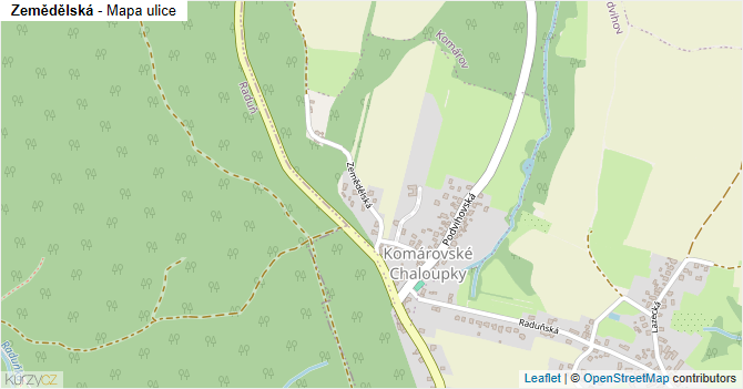 Zemědělská - mapa ulice
