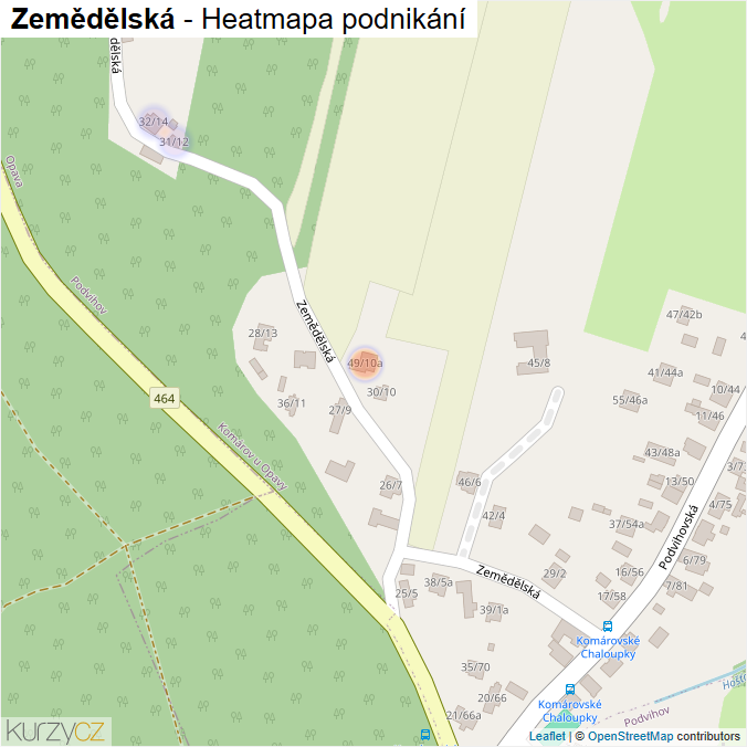Mapa Zemědělská - Firmy v ulici.
