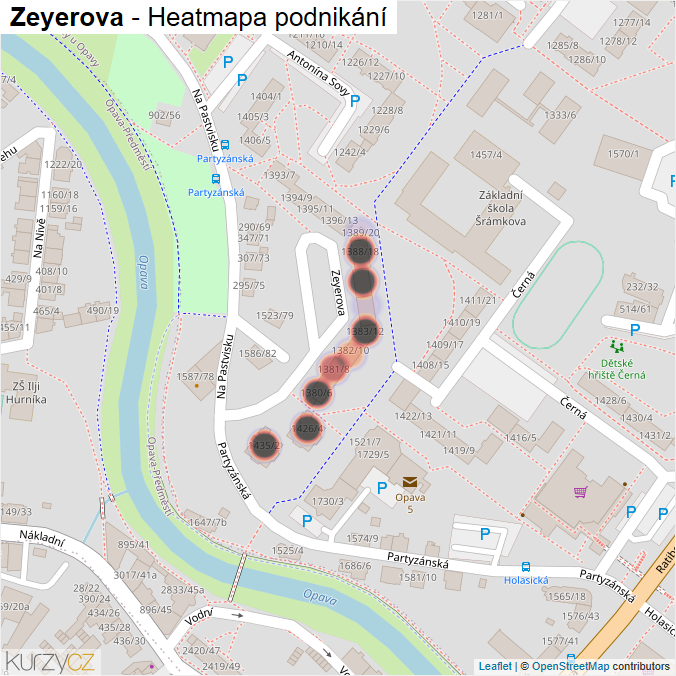 Mapa Zeyerova - Firmy v ulici.