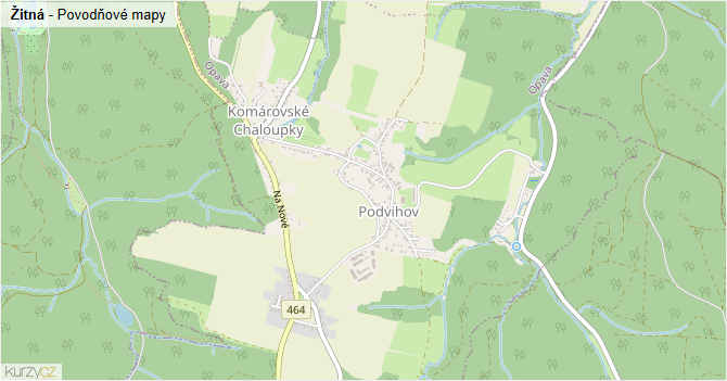 Žitná - záplavové mapy stoleté vody