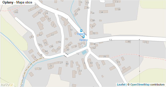Oplany - mapa obce