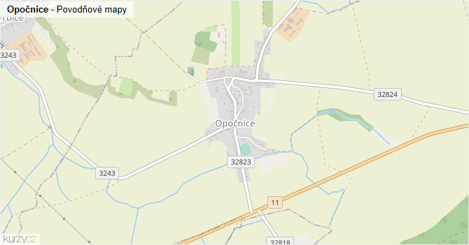 Opočnice - záplavové mapy stoleté vody