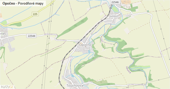 Opočno - záplavové mapy stoleté vody