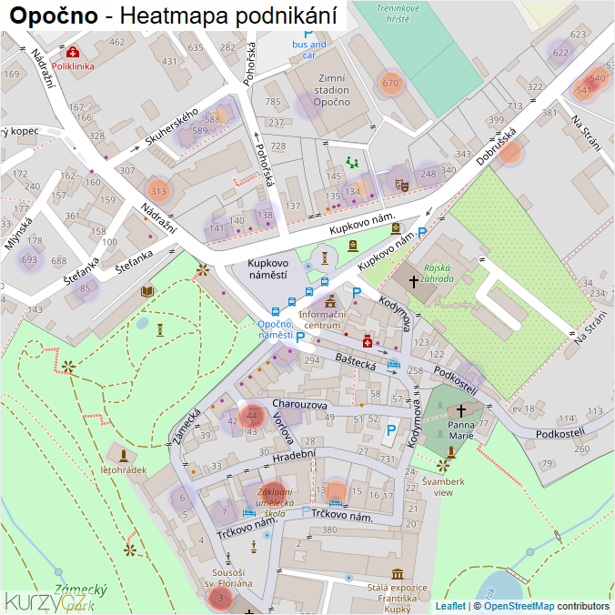 Mapa Opočno - Firmy v obci.