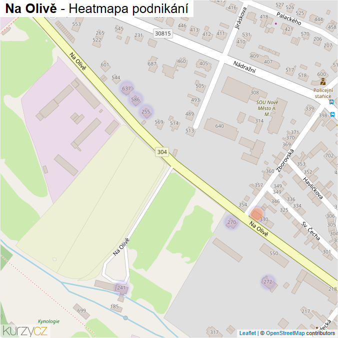 Mapa Na Olivě - Firmy v ulici.