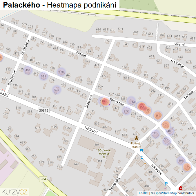 Mapa Palackého - Firmy v ulici.