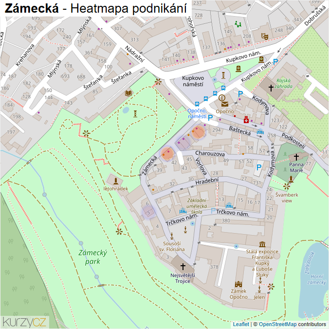 Mapa Zámecká - Firmy v ulici.